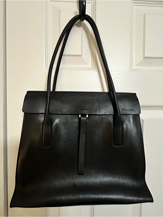 Prada Handbags - Vintage 1999 Prada B9536 Hunting Leather Tote - Nero